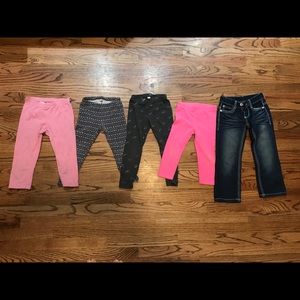Set of 5 Little Girls Leggings/Pants -Size 5
